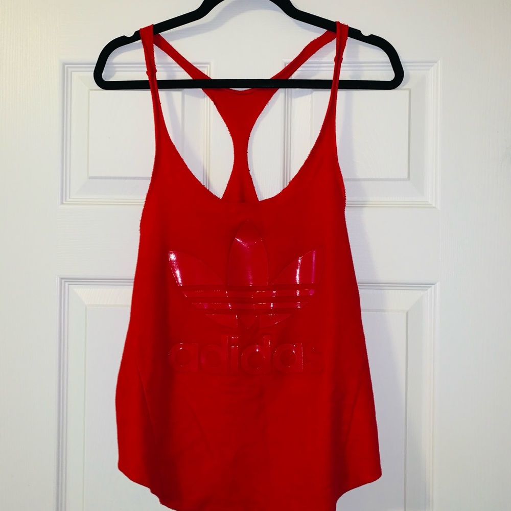 Adidas 3 Stripes Red Tank Top